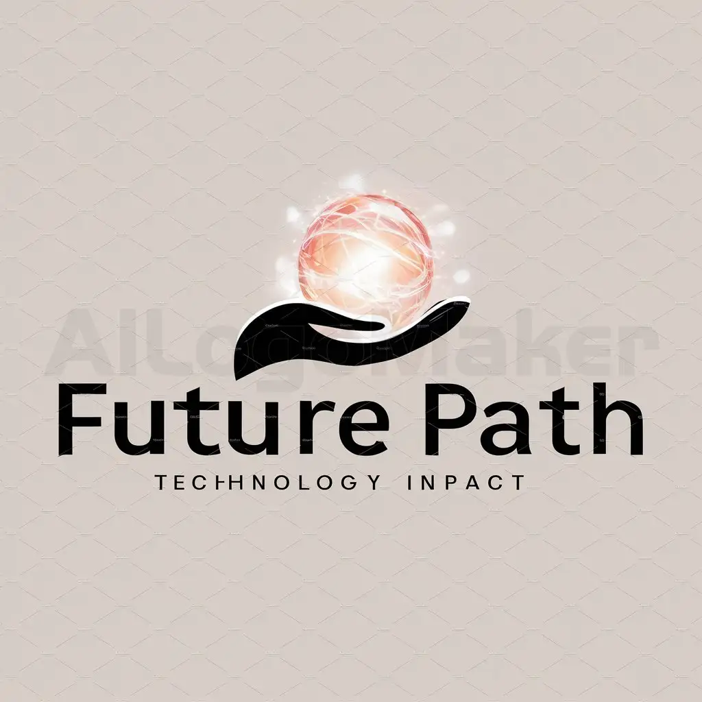 a logo design,with the text "FUTURE PATH", main symbol:open palm holing wizard shining ball,Moderate,be used in Technology industry,clear background