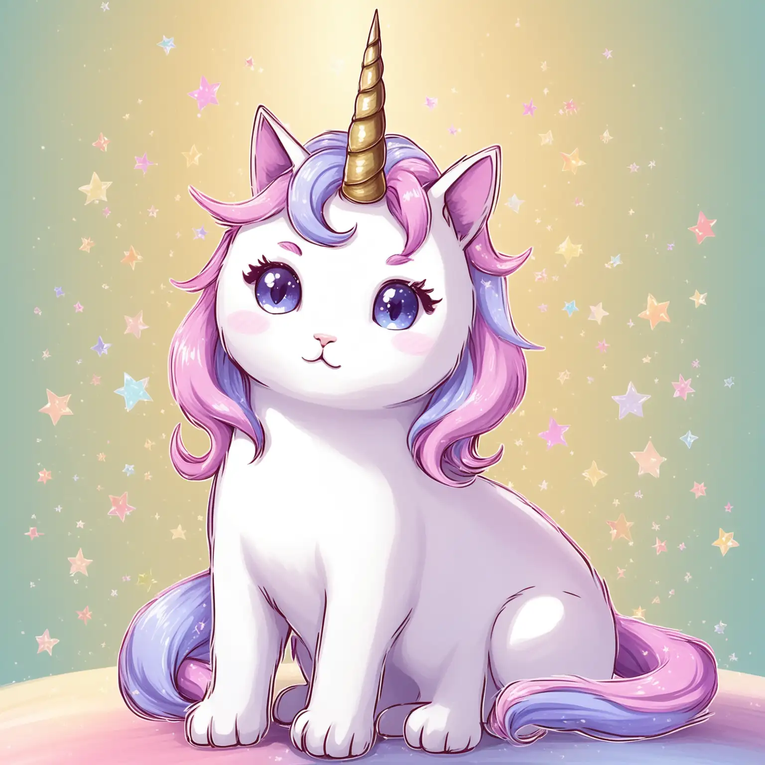 Mystical Feline Enchanting Cat with Unicorn Horn