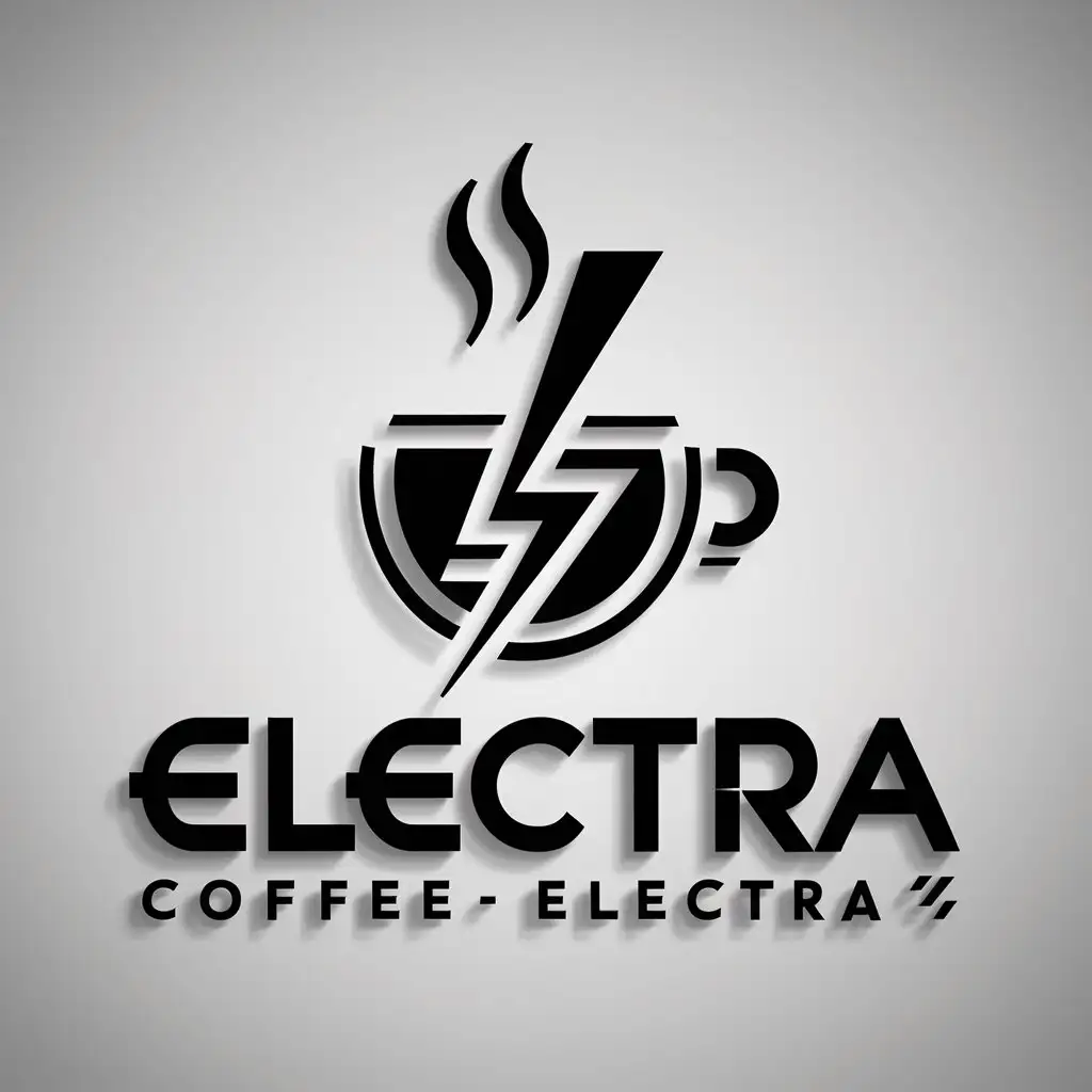 a logo design,with the text "ELECTRA", main symbol:COFFEE, ELECTRICITY,Moderate,clear background