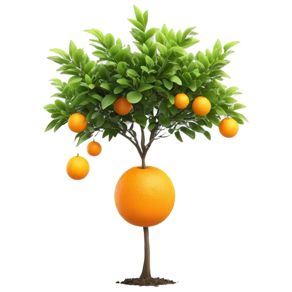 Vibrant-Orange-Tree-on-Tob-HighQuality-3D-Render-PNG-Image