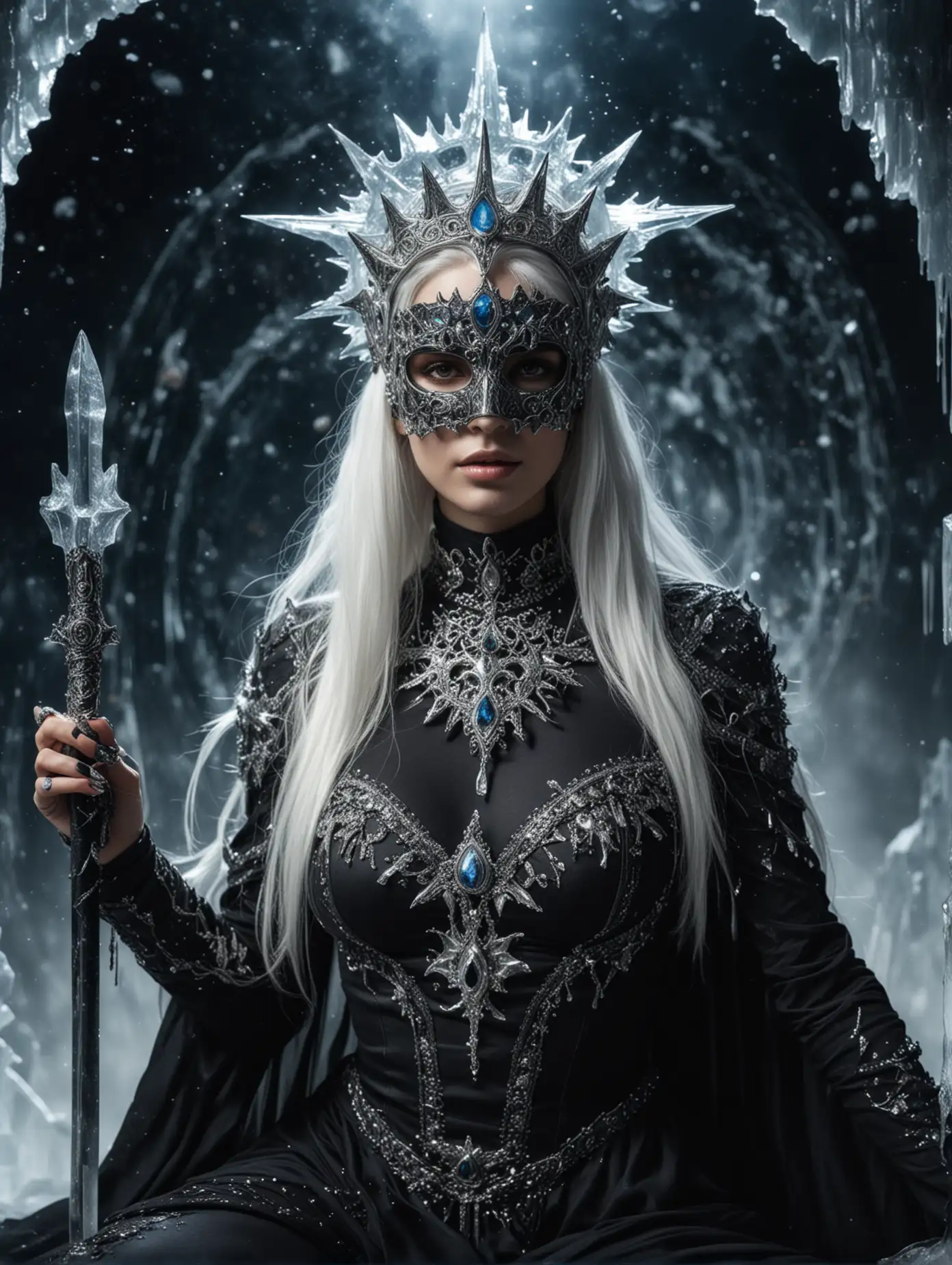 WomanGoddess-with-Ice-Sword-on-Icy-Throne-in-Space