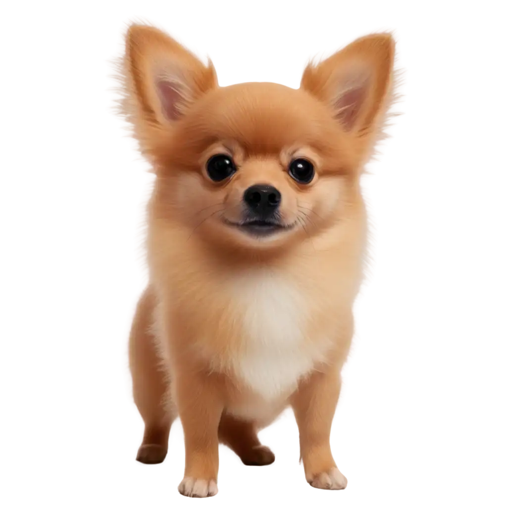 cute pomeranian chihuahua dog brown color playing with doll