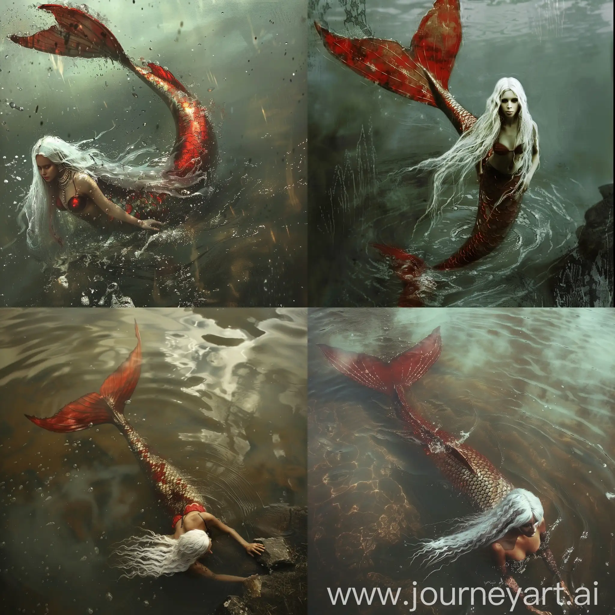 Enchanting-WhiteHaired-Mermaid-Swimming-in-Murky-Waters