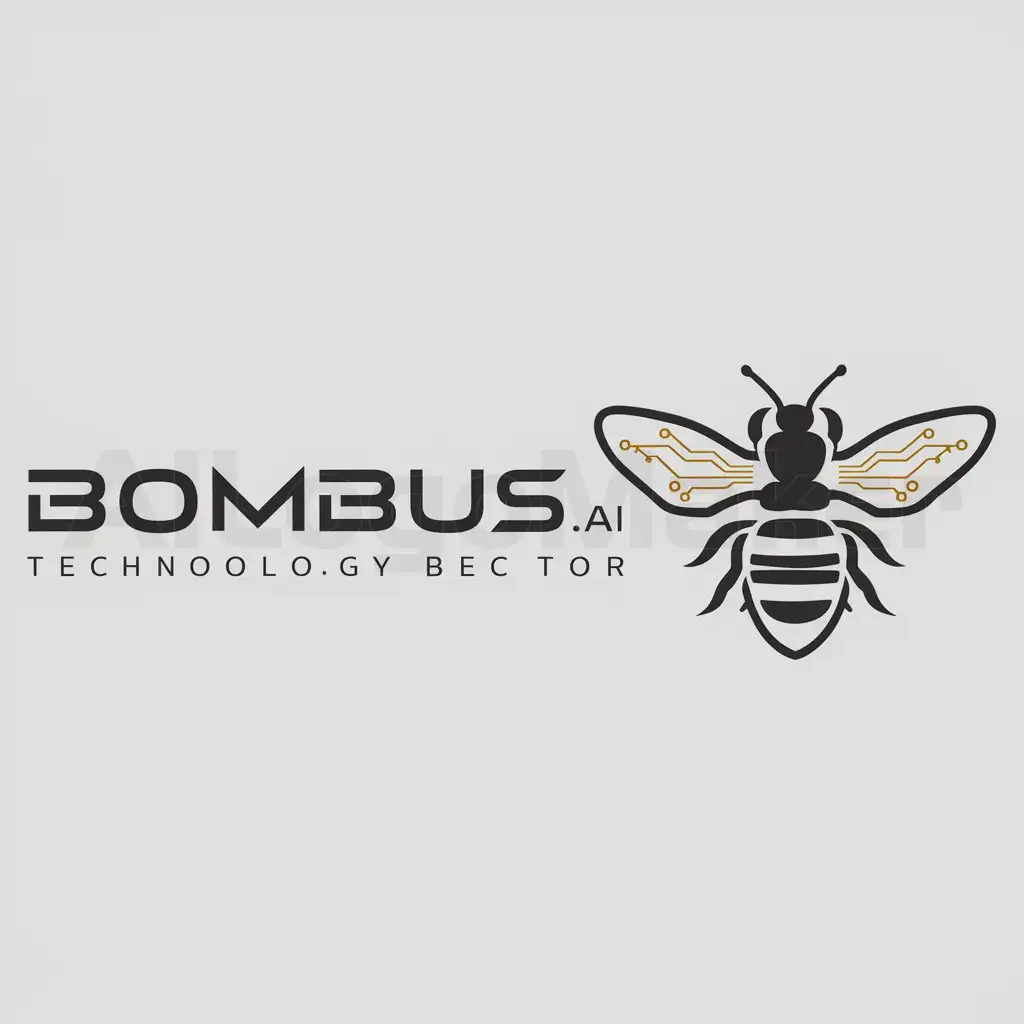a logo design,with the text "BOMBUS.AI", main symbol:Combination of bee symbol and IT sector,complex,be used in Technology industry,clear background