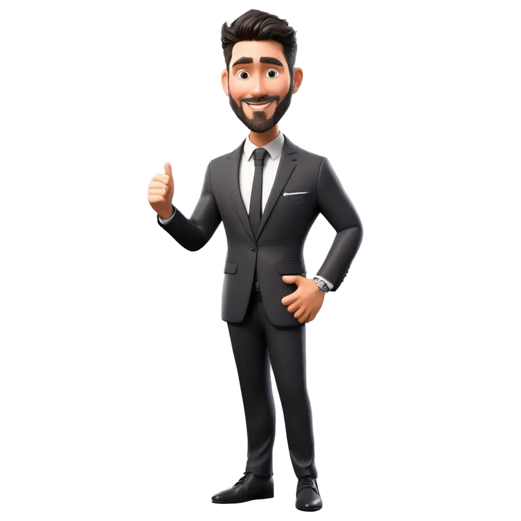 man black suit reception standing caricature without bag