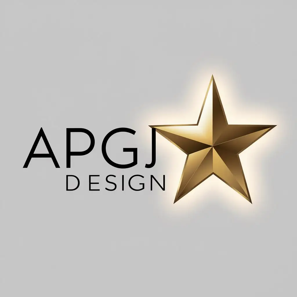 a logo design,with the text "APGJ DESIGN", main symbol:STAR,Moderate,clear background