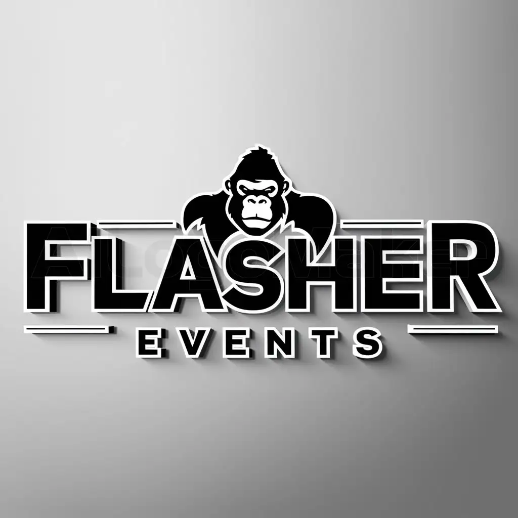 a logo design,with the text "FLASHER", main symbol:GOLILLA,Moderate,be used in Events industry,clear background
