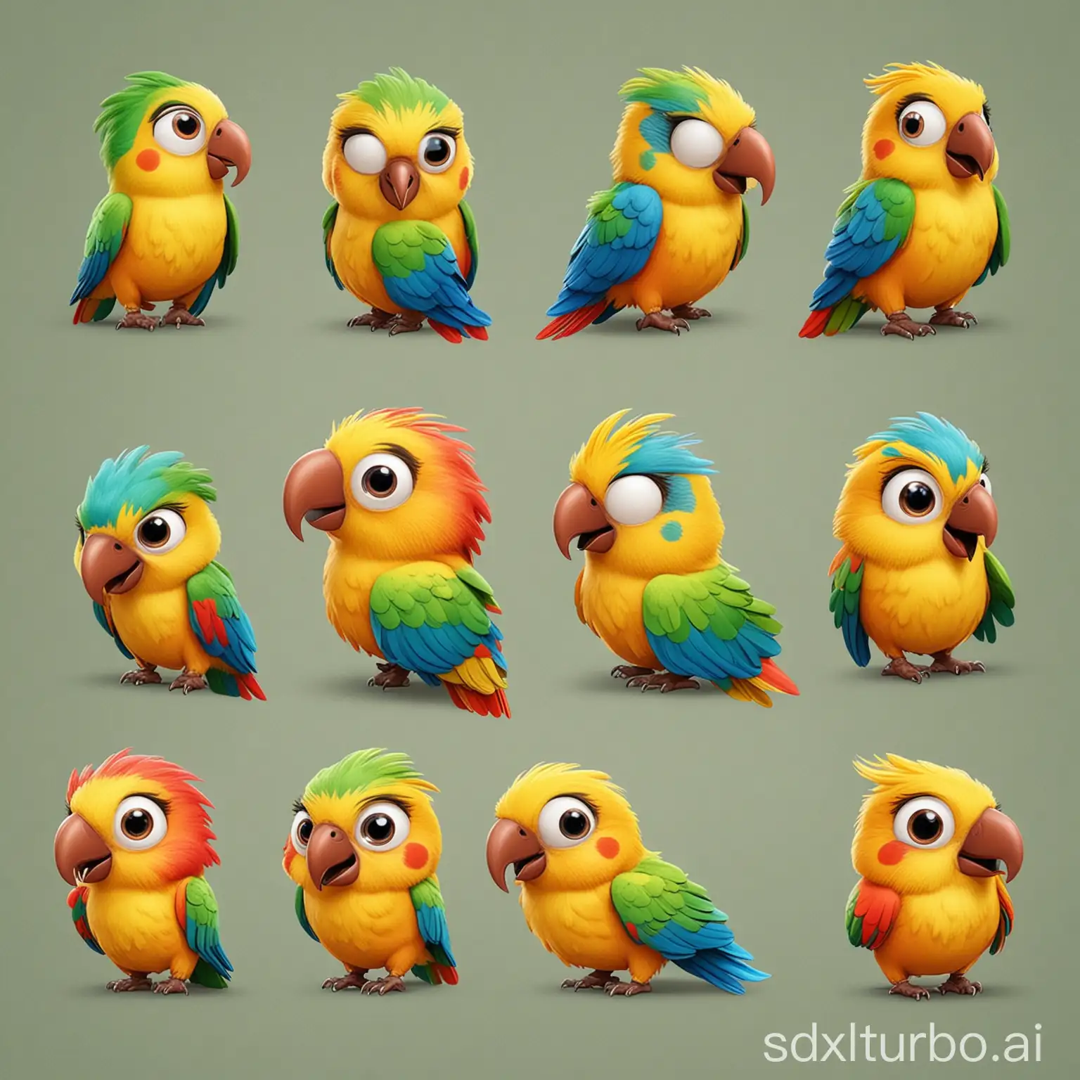 Parrot emoji pack with text