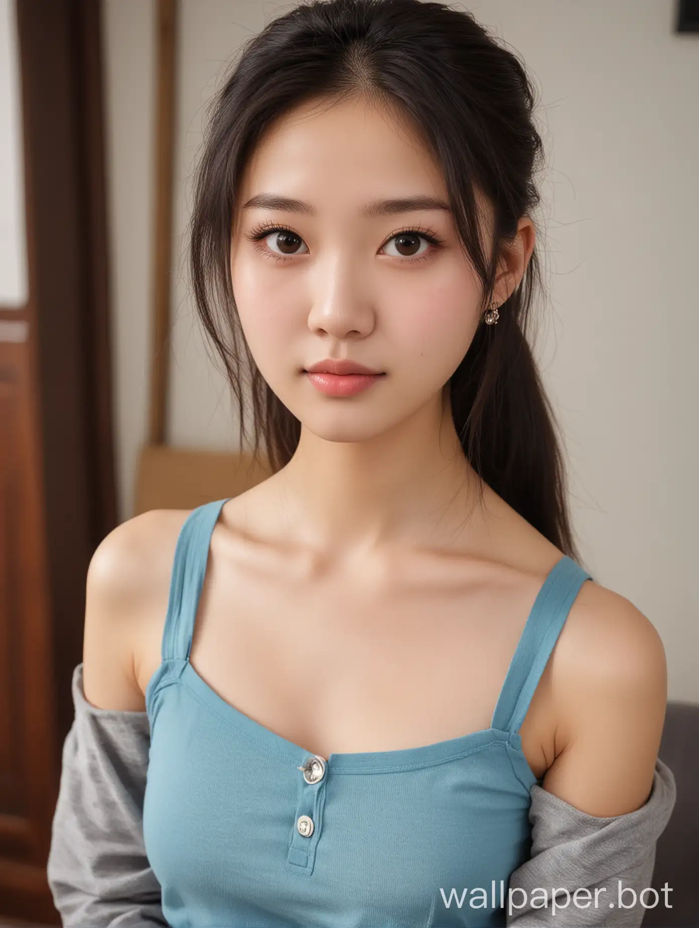 China small face girl 20 year old student , big chest