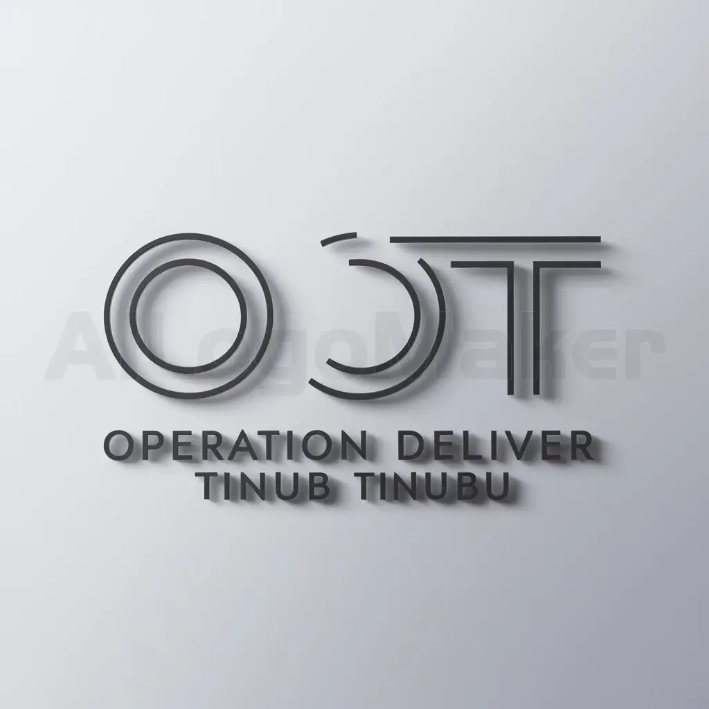 a logo design,with the text "operation deliver Tinubu ", main symbol:ODT,Minimalistic,clear background