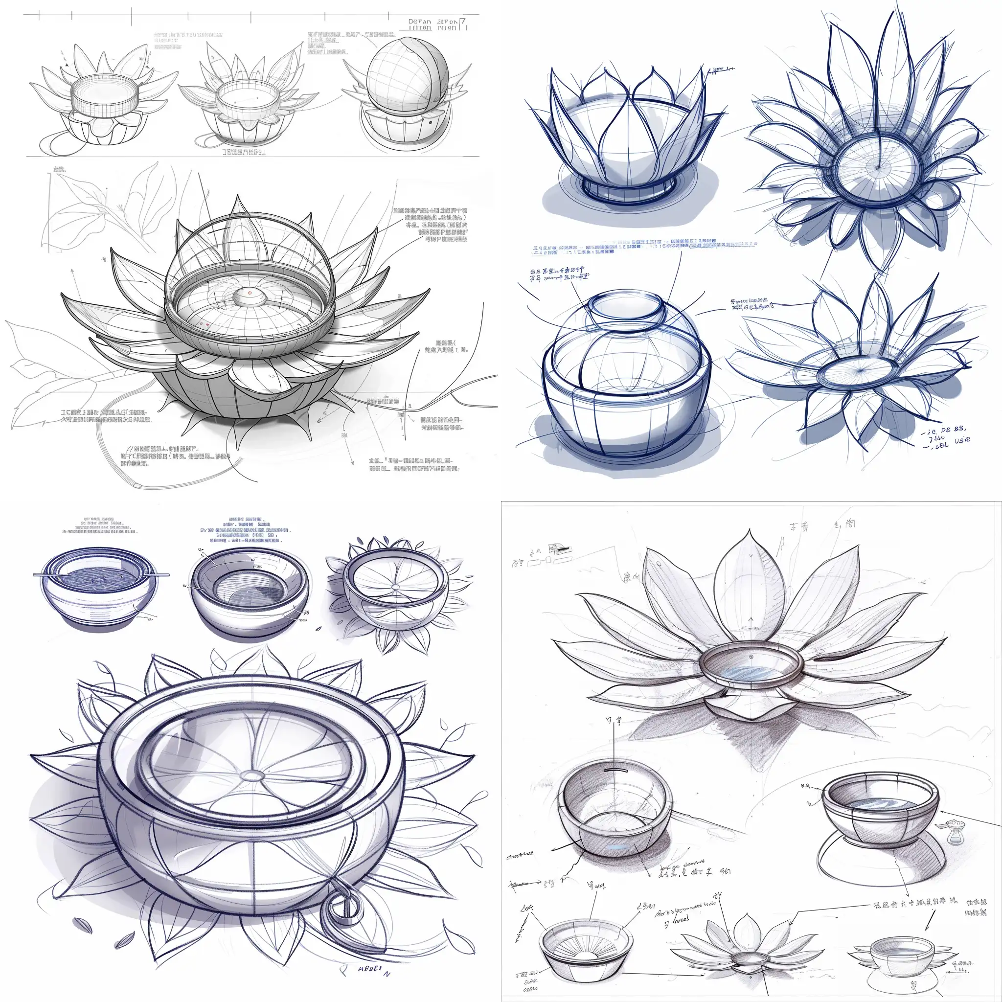 Childrens-Sunflower-Water-Insulation-Bowl-Design-Sketch