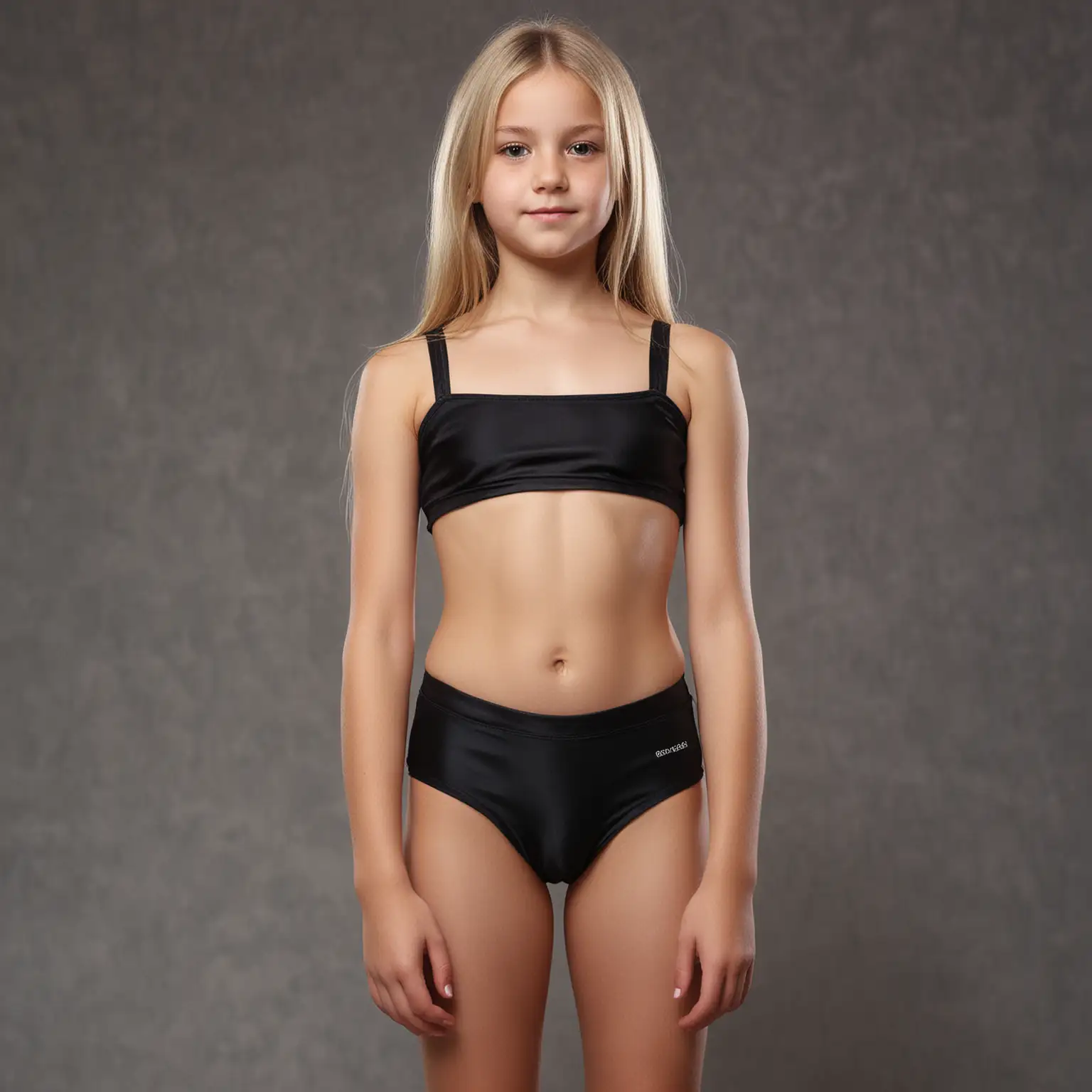 European Blonde Teenage Girl in Black Satin Crop Top | AI Image Generator