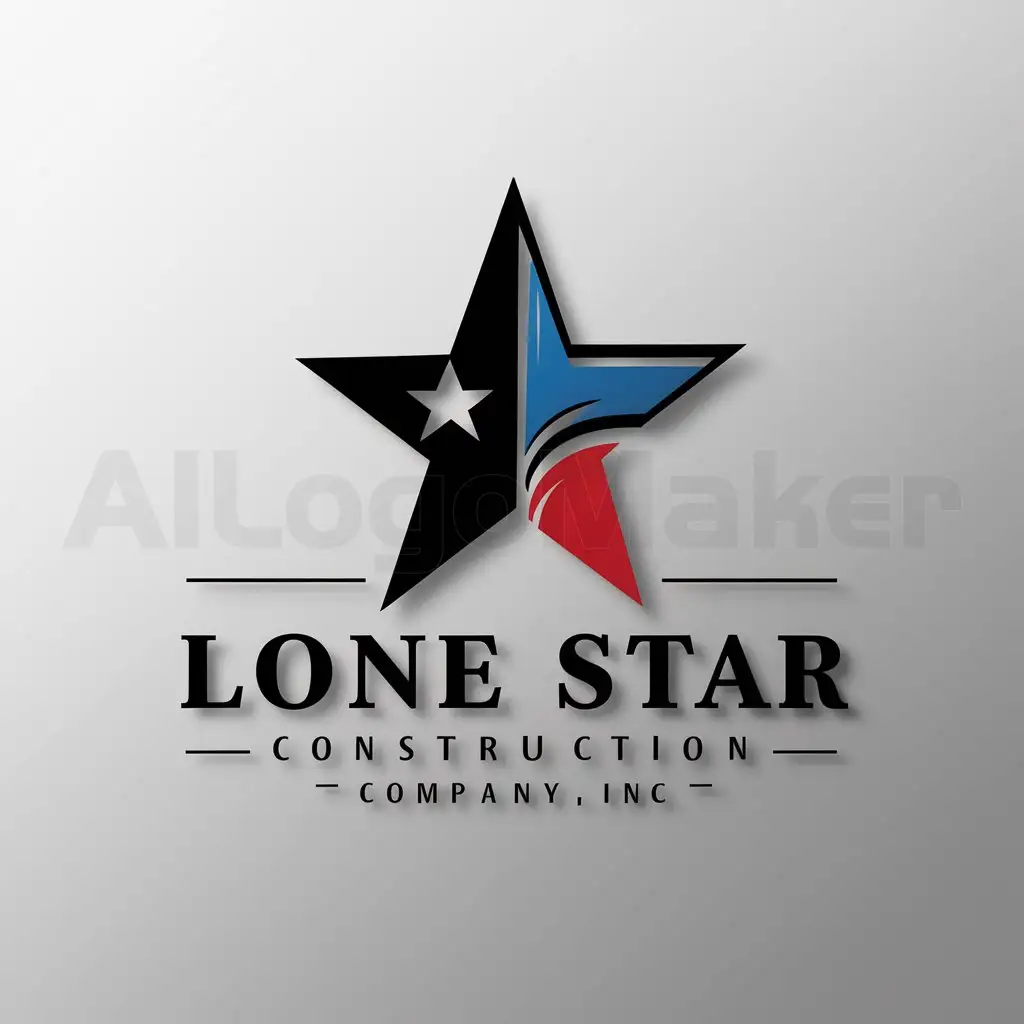 a logo design,with the text "Lone Star Construction Company Inc", main symbol:lone star symbol, blue black red and white colors, western theme, texas flag theme,complex,be used in Construction industry,clear background