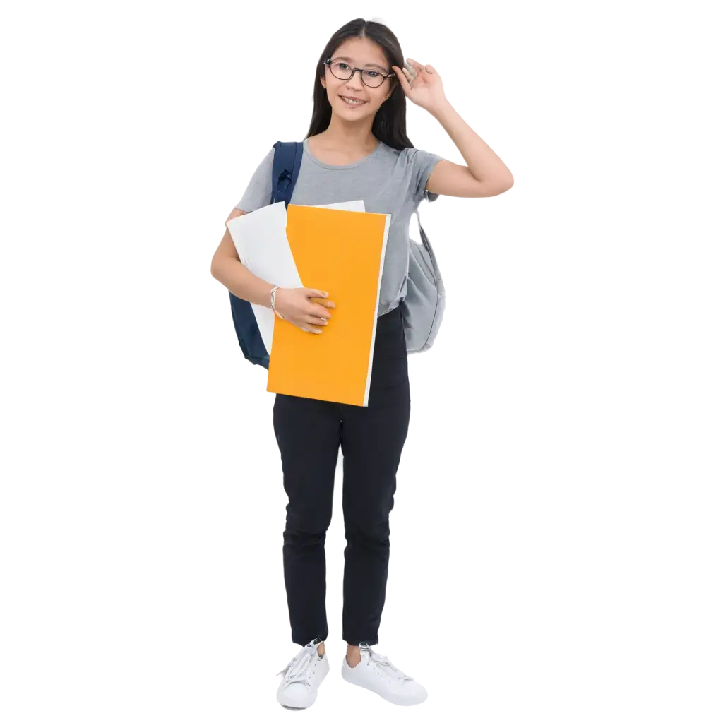 a student holding books