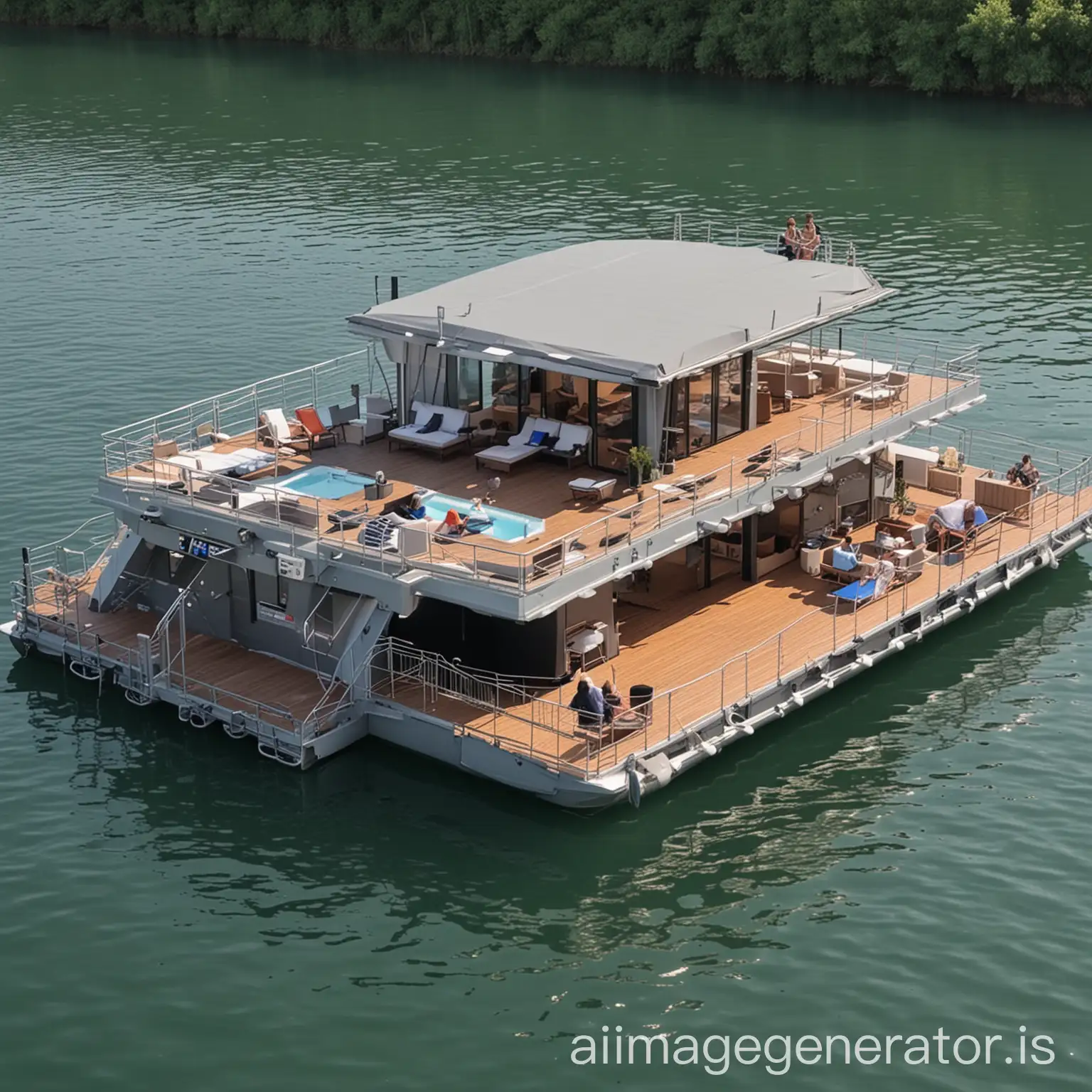 Luxury-Floating-Pontoon-with-Lounge-Chairs-Dining-Area-and-Toilet-Facilities