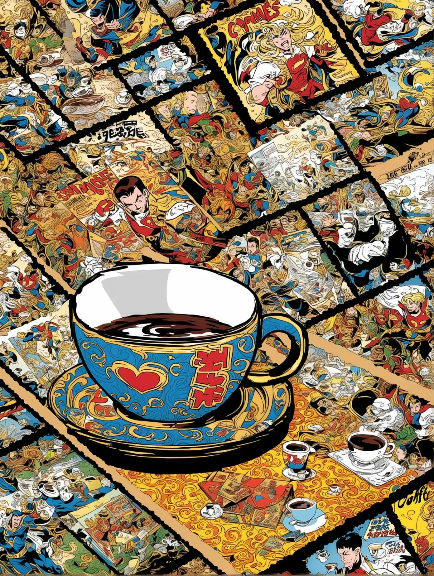 Coffee Break in a Comic Book Cafe with Cloisonn Decor