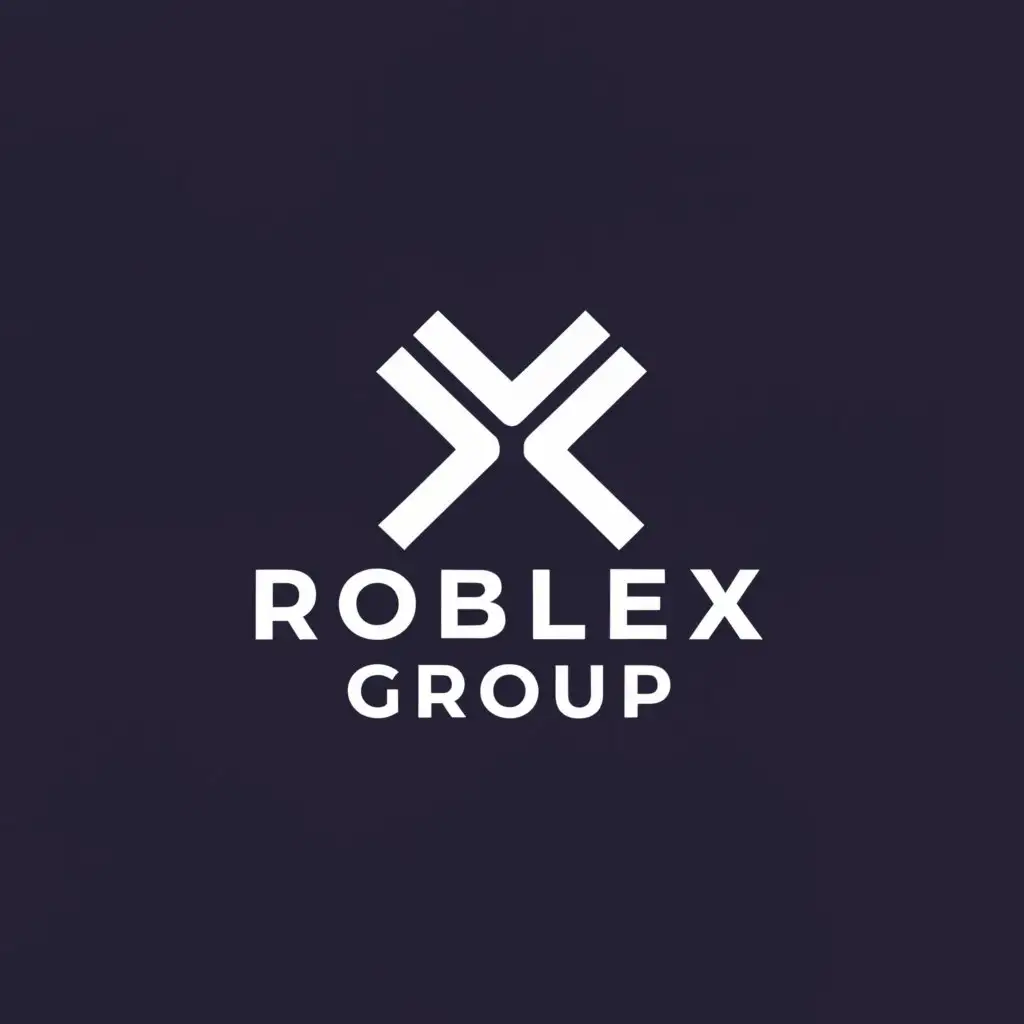a logo design,with the text 'Roblex Group', main symbol:X and coding symbol,Minimalistic,be used in Technology industry,clear background