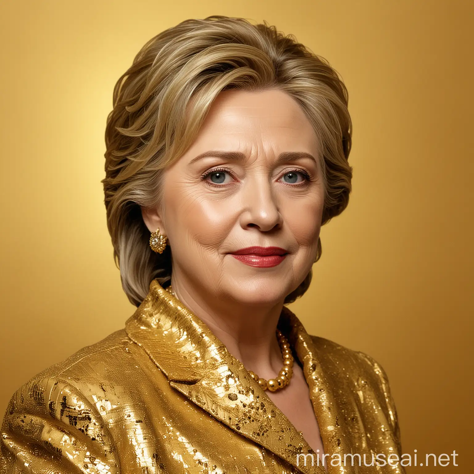 Hilary Clinton Portrait in Gold Background