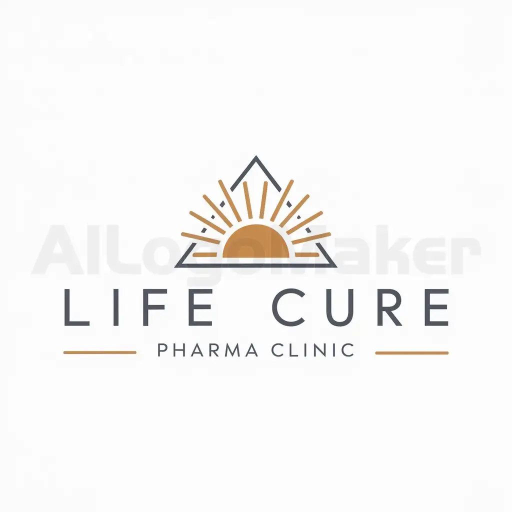 a logo design,with the text "Life Cure Pharma Clinic", main symbol:Rising sun inside a triangle,Moderate,be used in Medical Dental industry,clear background
