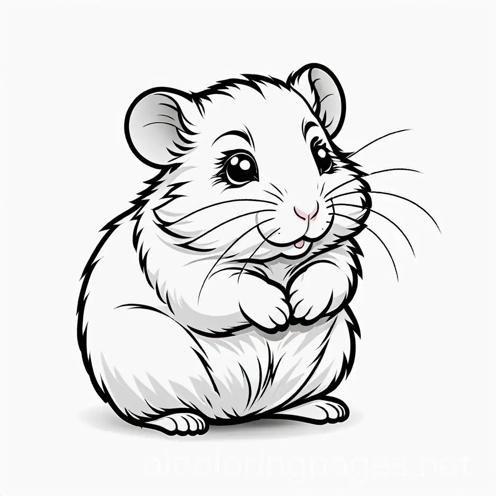 Baby hamster, Coloring Page, black and white, line art, white background, Simplicity, Ample White Space.