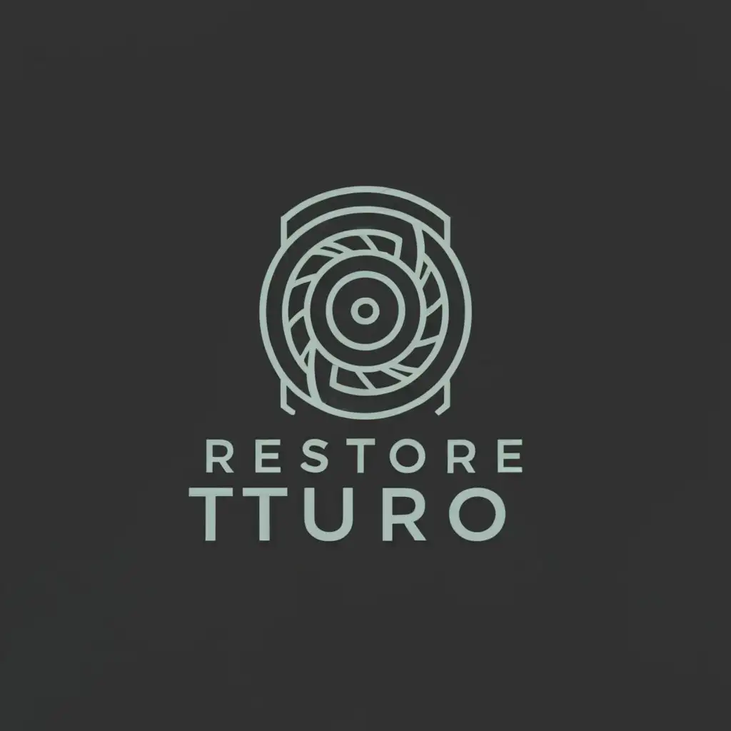 a logo design,with the text "Restore Turbo", main symbol:"""

Mechanical 
turbo
Detail 
""",Минималистичный,be used in Другие industry,clear background