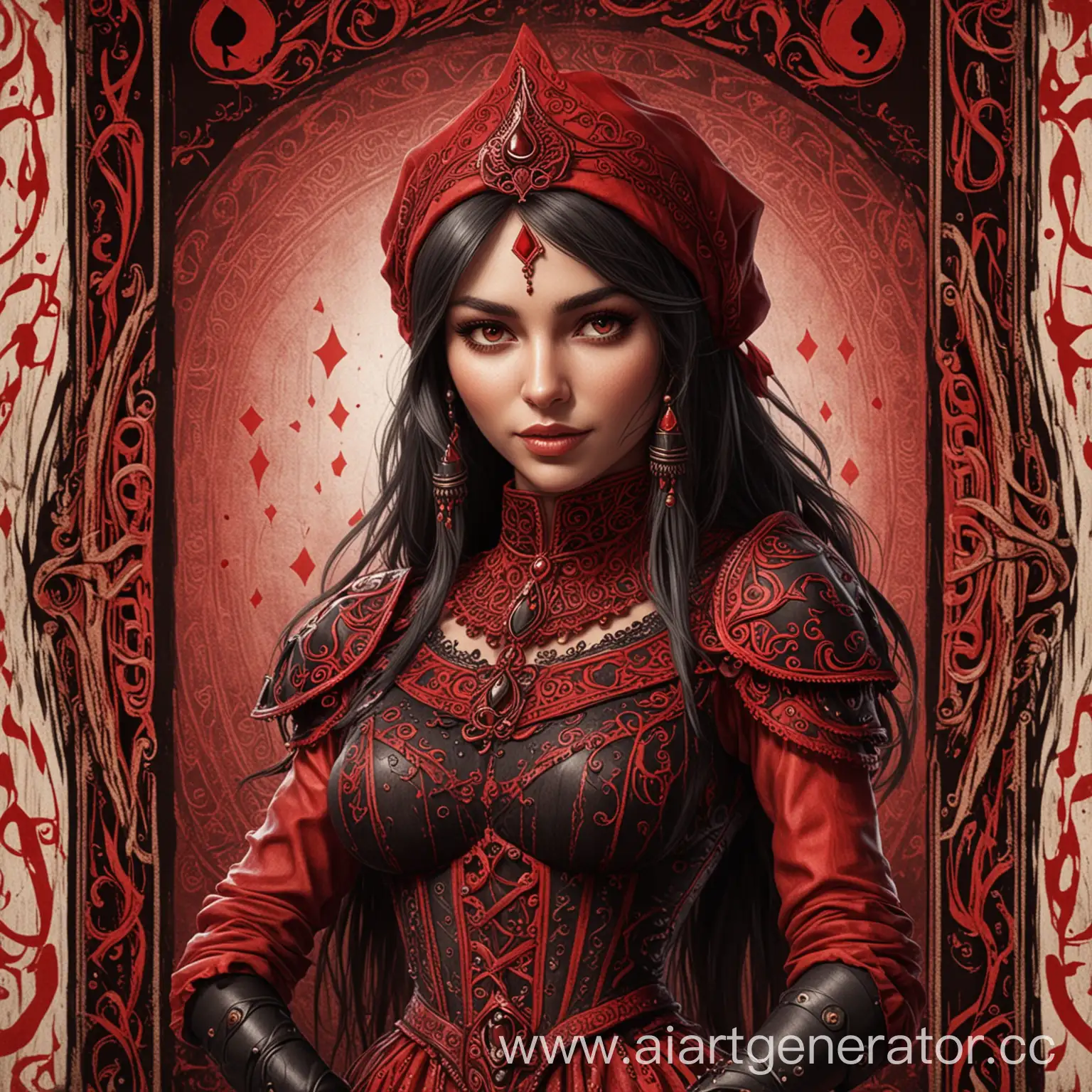мамия персонаж для игральных карт черно красного цвета