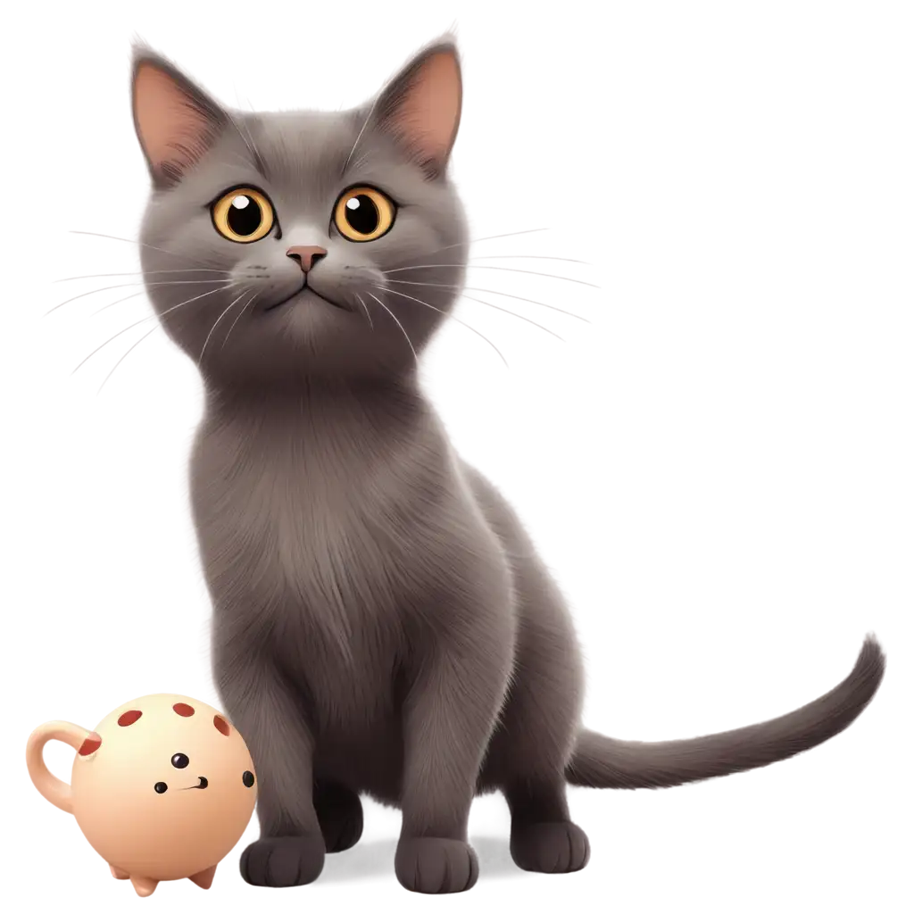 cute cat playing with a mouse ilustration, cartoon