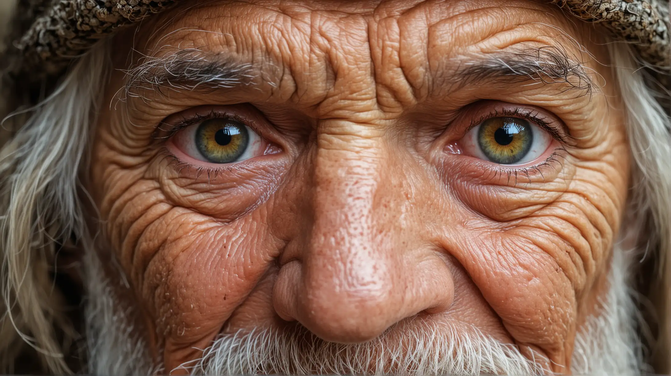Мудрые глаза старца крупным планом