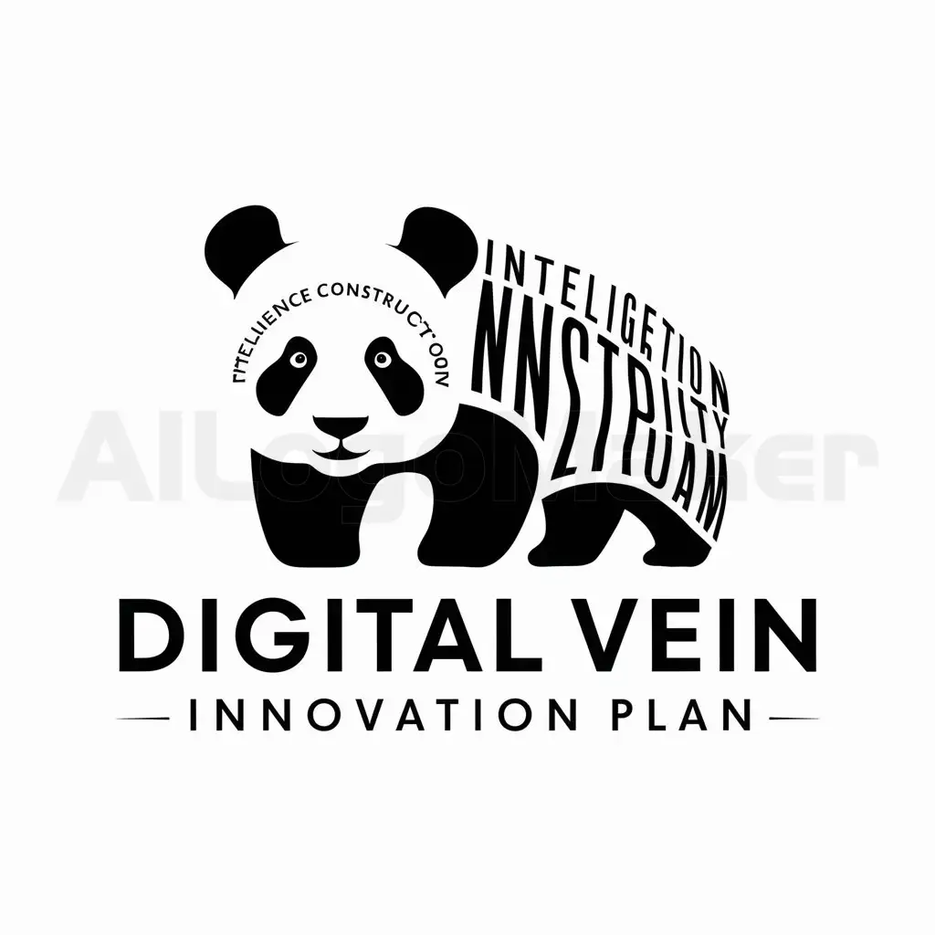 a logo design,with the text "Intelligence construction dream: digital vein innovation plan", main symbol:panda,Moderate,be used in Internet industry,clear background