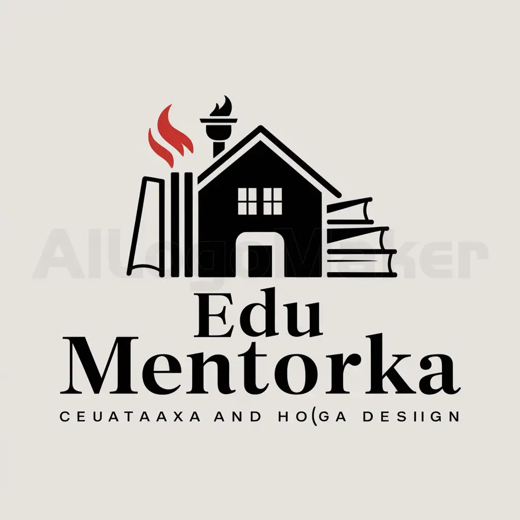 a logo design,with the text "Edu Mentorka", main symbol:Home Books Education Freedom,Moderate,clear background