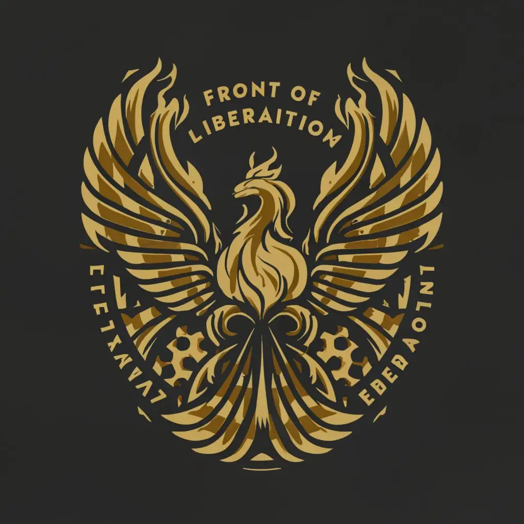 LOGO-Design-for-Front-Of-Liberation-Phoenix-Rising-from-Ashes-with-Unity-of-Technology-and-Humanity