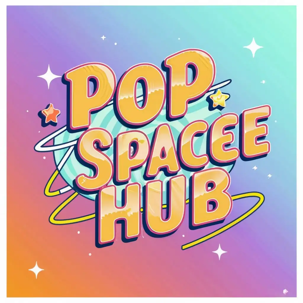 a logo design,with the text "pop space hub", main symbol:Use a cheerful and attractive pop art-style font for the words "Pop Space Hub". Consider typography effects such as raised letters, color gradients, or paintbrush strokes.,Moderate,clear background