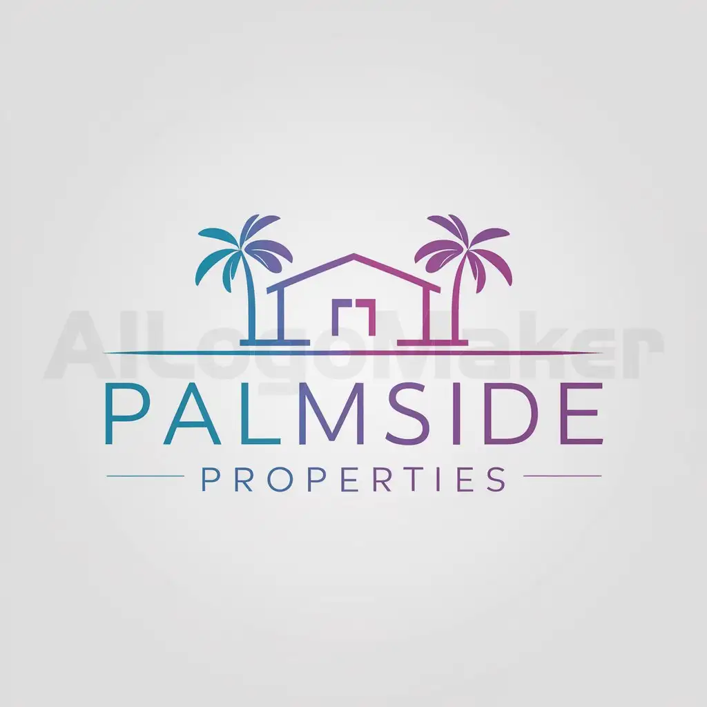 a logo design,with the text "Palmside properties", main symbol:villa,palme,Minimalistic,clear background