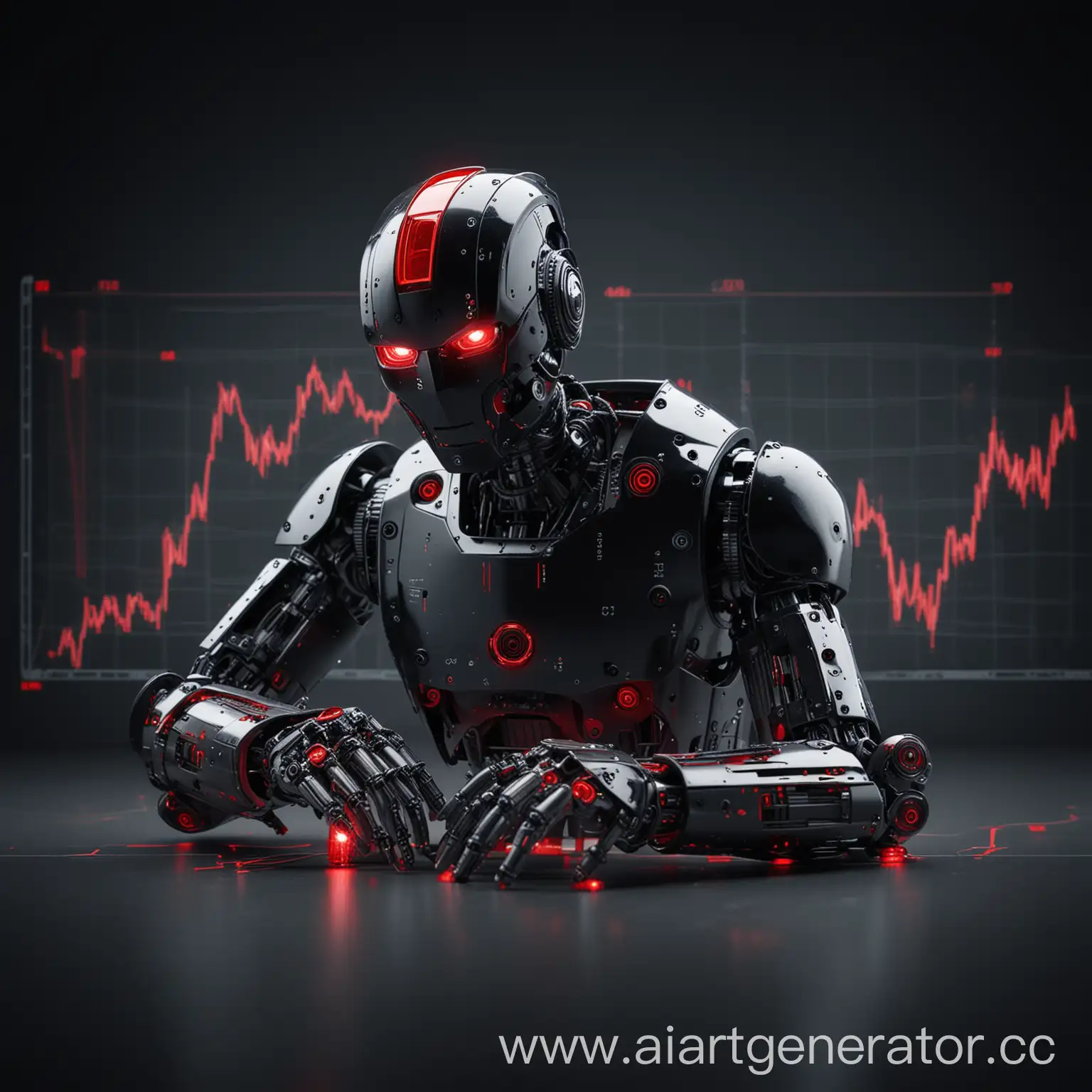 Black-Robot-with-Red-Highlights-Analyzing-Investments