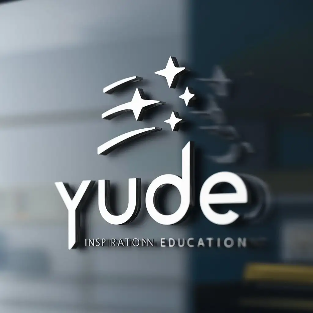 a logo design,with the text "YUDE", main symbol:stellar sky, 4 stars,Minimalistic,be used in Education industry,clear background