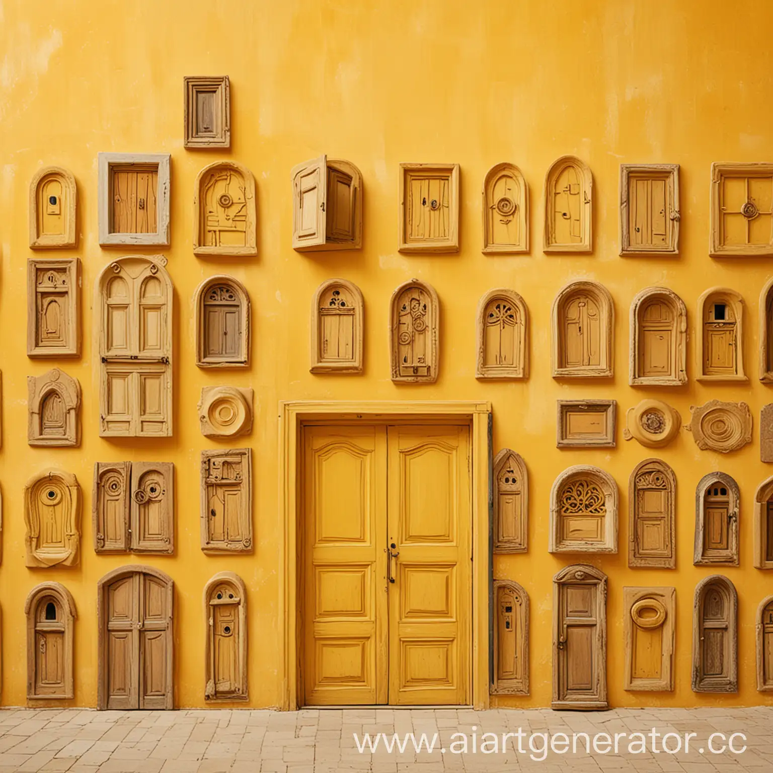 Vibrant-Yellow-Background-with-Abstract-Doors-Modern-Artistic-Concept