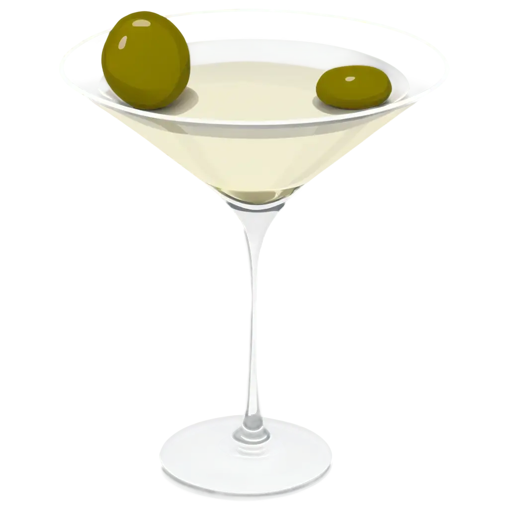 illustrated simple martini cocktail with olives