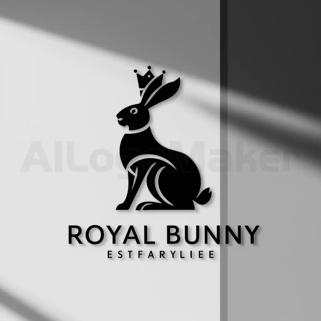 LOGO-Design-For-Royal-Bunny-Minimalistic-Hare-Symbol-on-Clear-Background