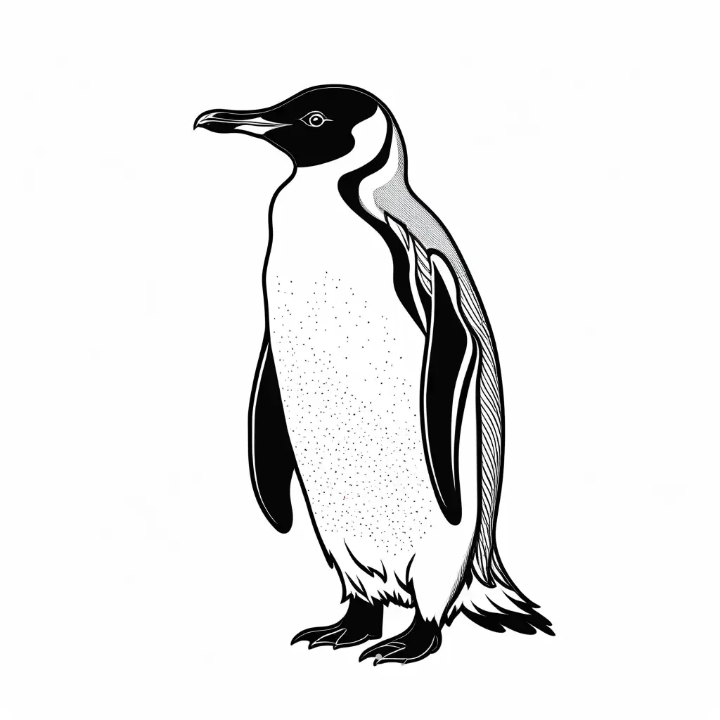 penguin, Coloring Page, black and white, line art, white background, Simplicity, Ample White Space