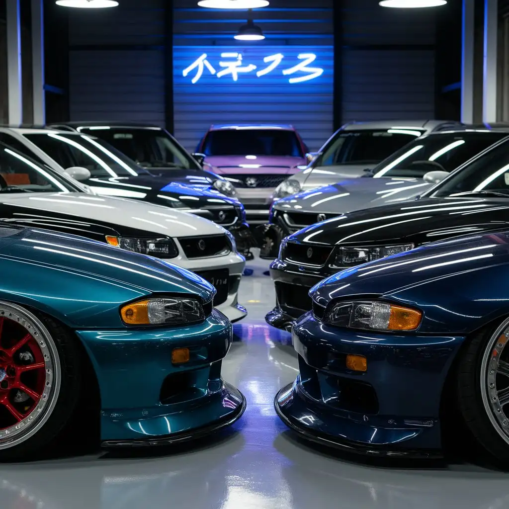 Customized-Japanese-Cars-Tuning-in-a-Garage