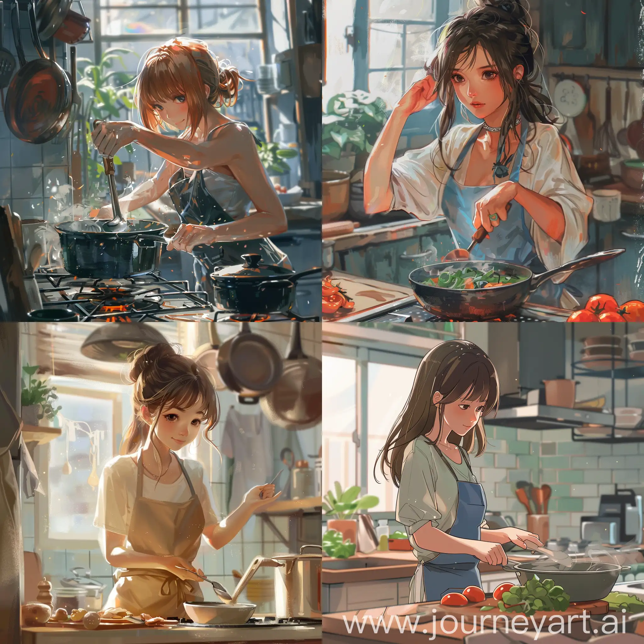 a cute girl is cooking