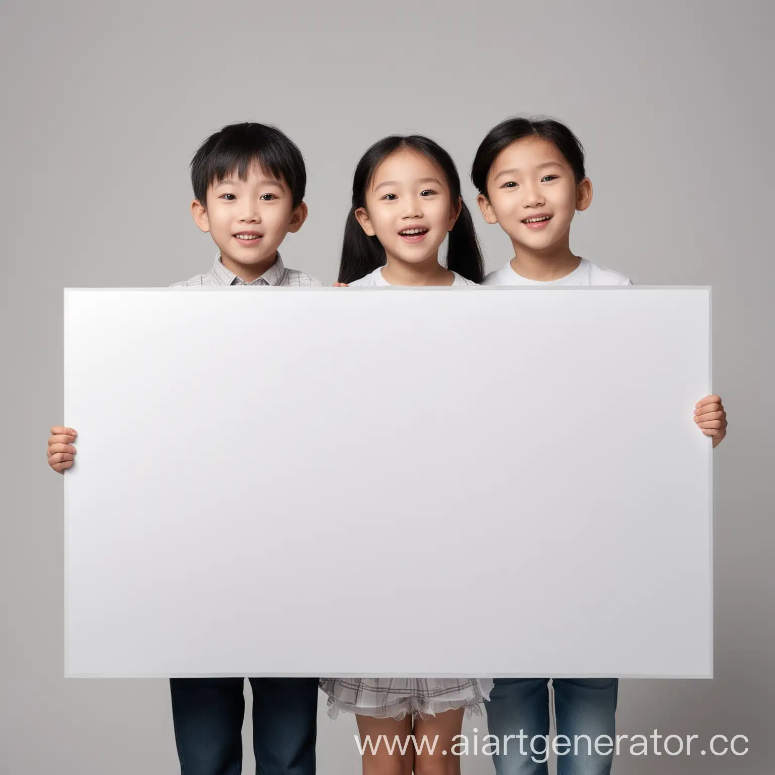Asian-Boy-and-Girl-Holding-Blank-White-Poster