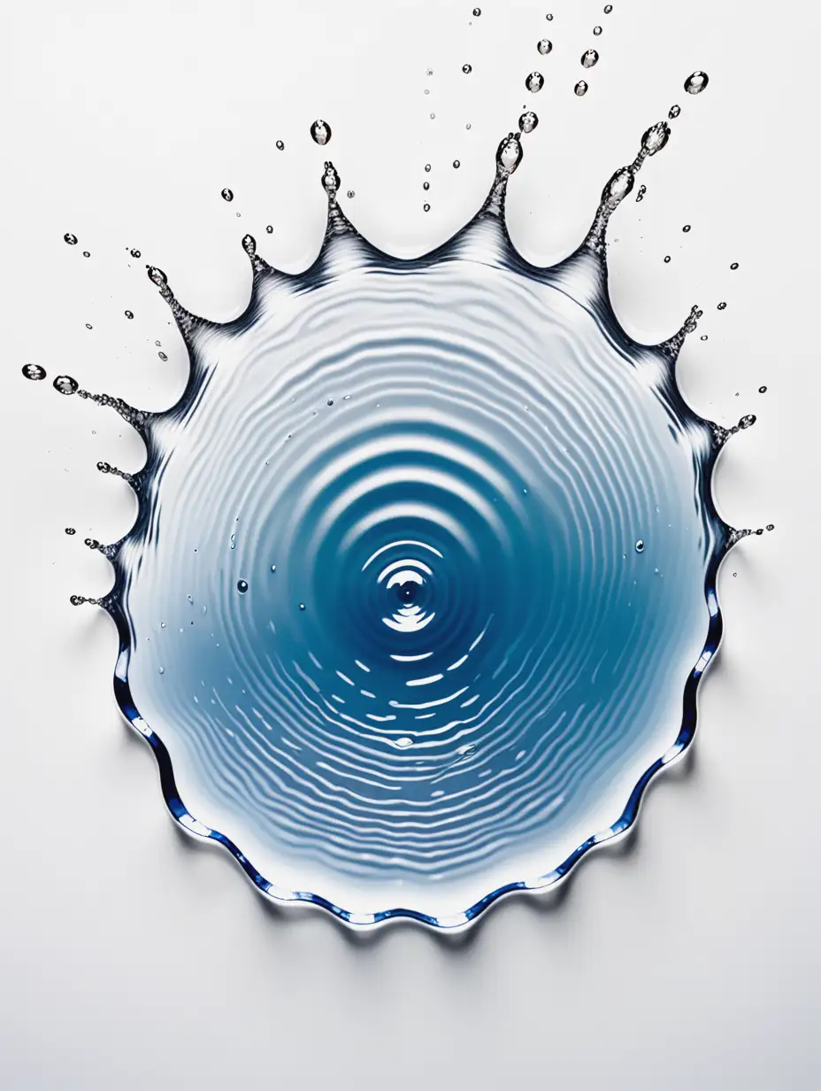 water ripple from the top on white background