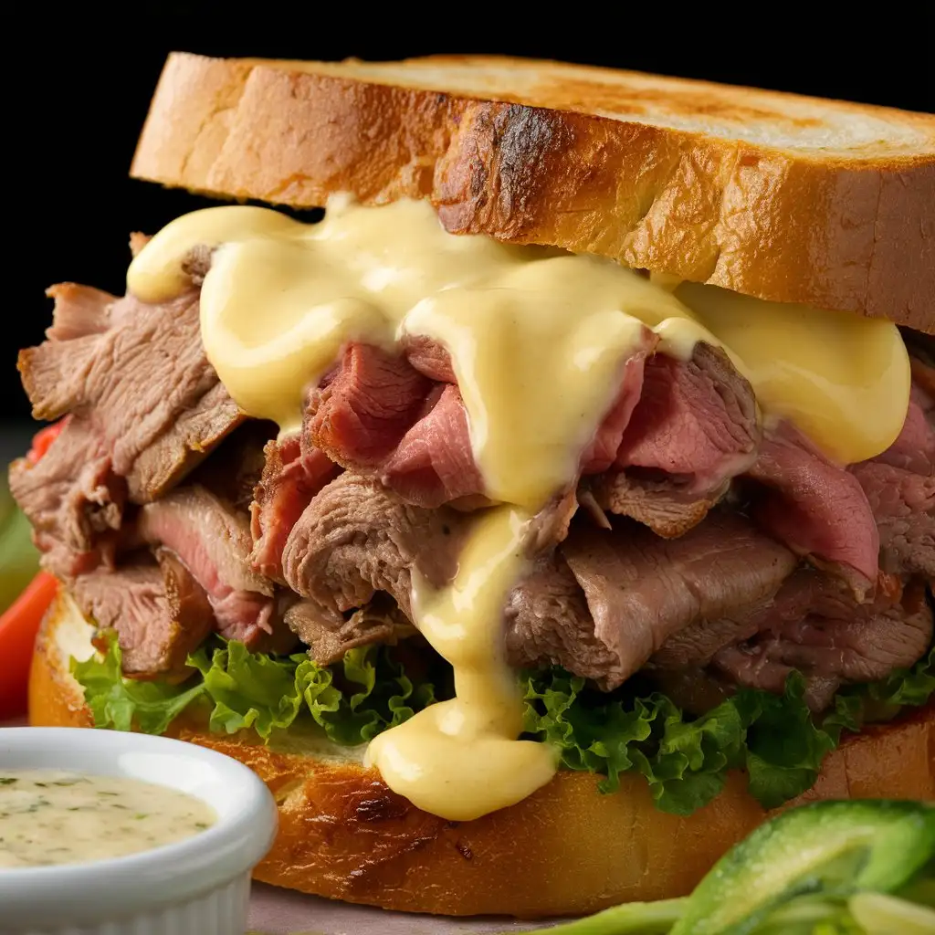 Delicious Roast Beef Sandwich with Melted Swiss Cheese
