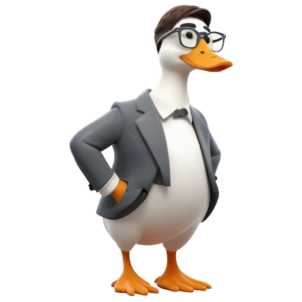 Cartoon-Duck-with-Glasses-PNG-Enhance-Your-Content-with-a-Whimsical-Touch