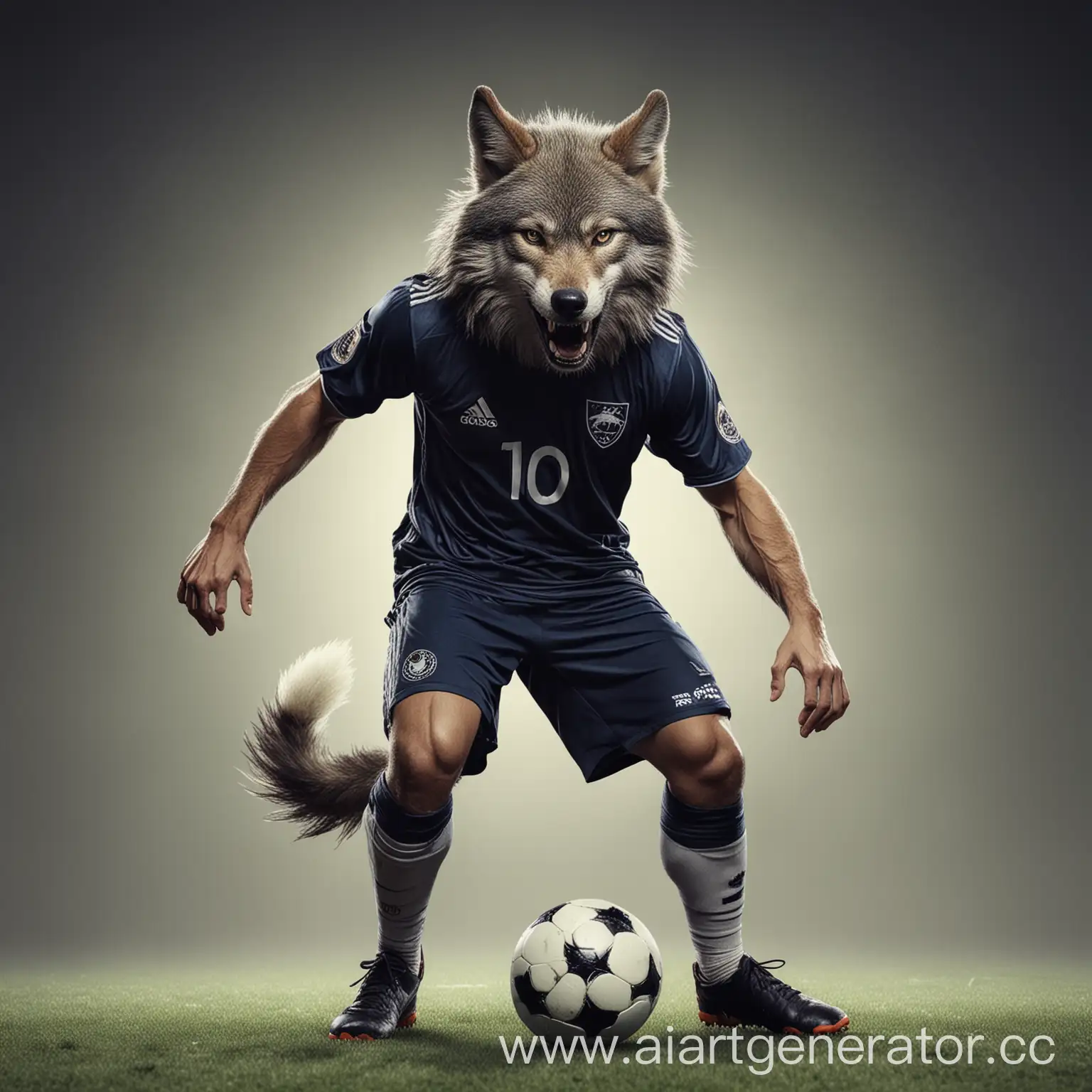 изображение футболиста в виде волка