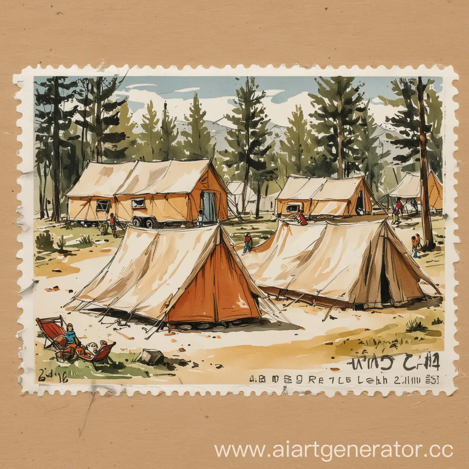 Childrens-Center-Artek-Postage-Stamp-Design-with-Canvas-Tents