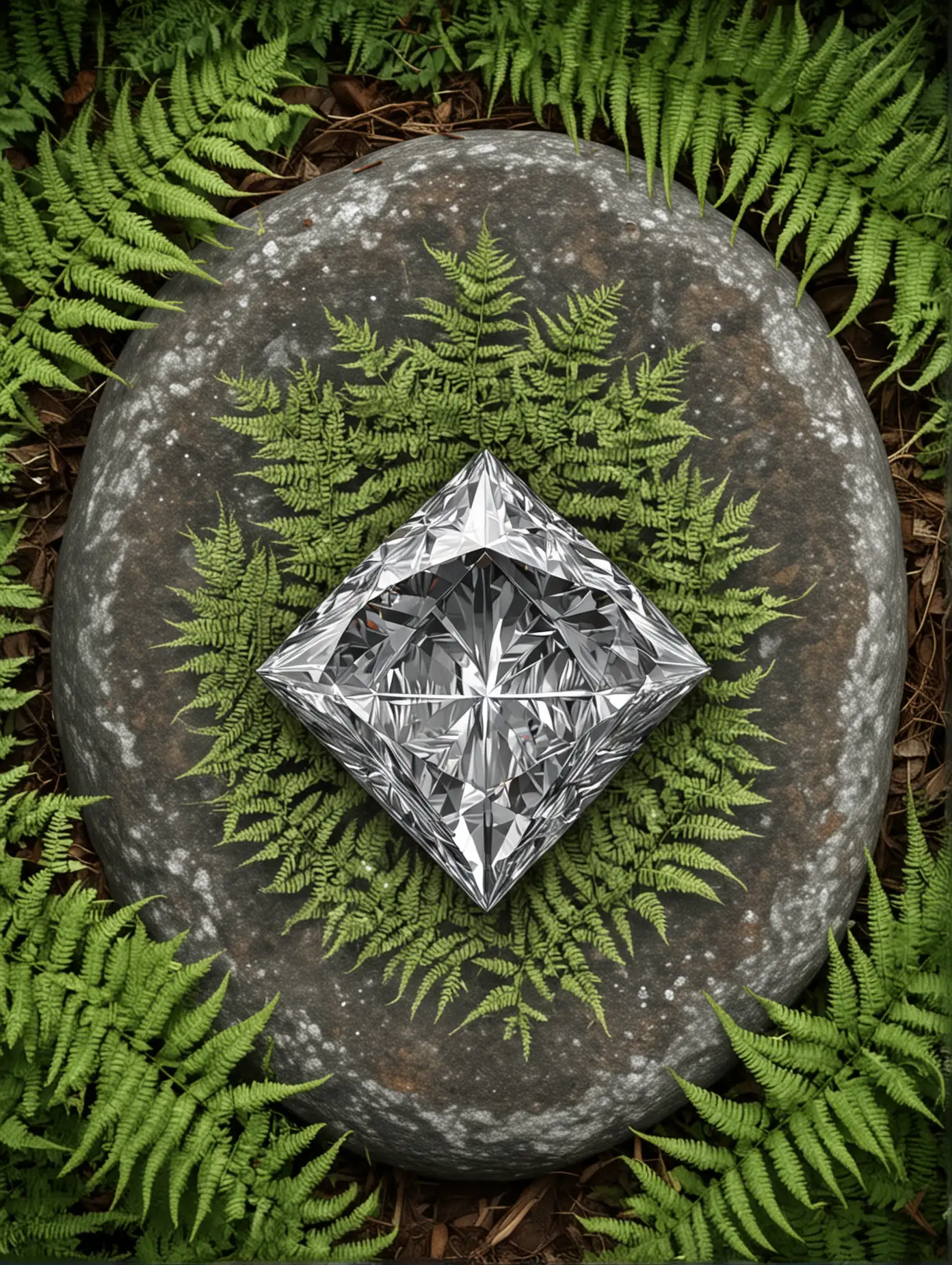 Diamond-Stone-with-Fern-Drawing-Intricate-Gem-Art-with-Nature-Motif