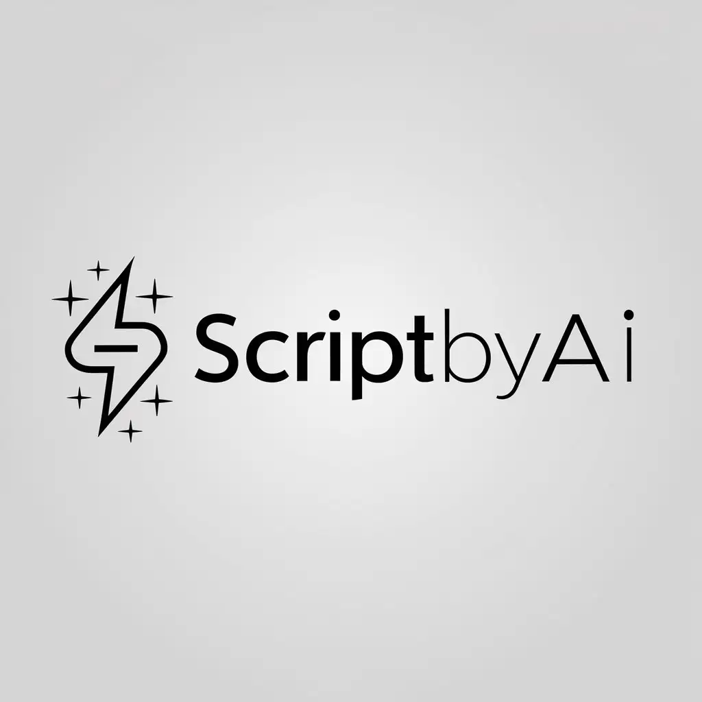 a logo design,with the text "ScriptByAI", main symbol:lightening, stars,Minimalistic,be used in Technology industry,clear background