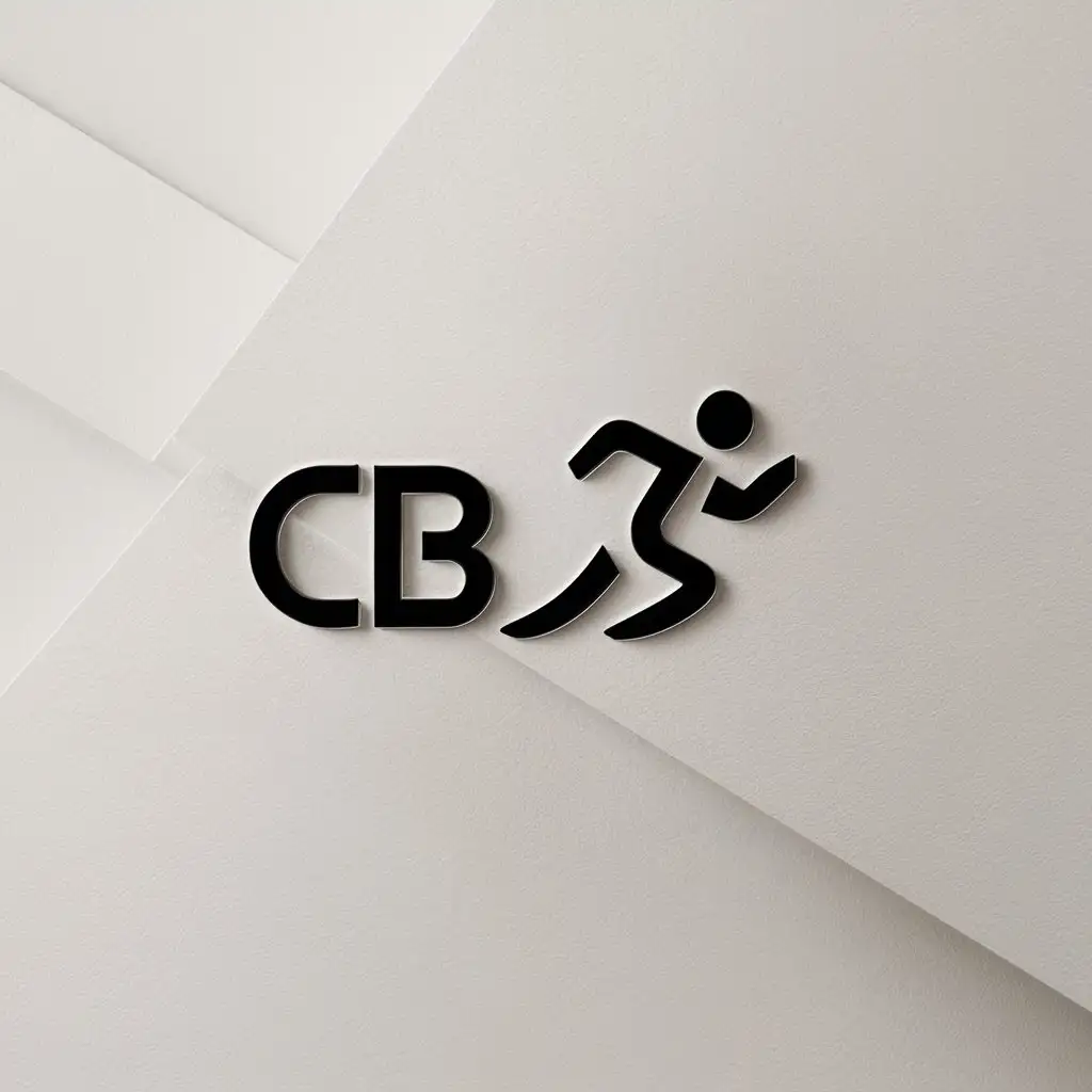 a logo design,with the text "CB", main symbol:running,Minimalistic,clear background